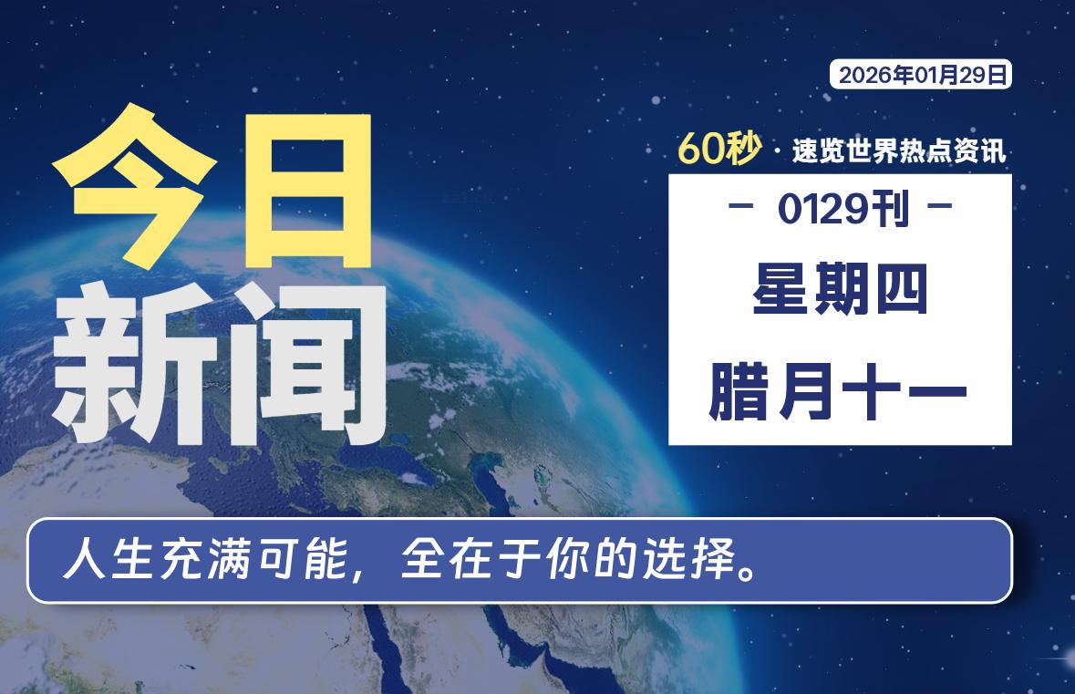 01月29日,星期四, 每天60秒读懂全世界!-kim资源分享站